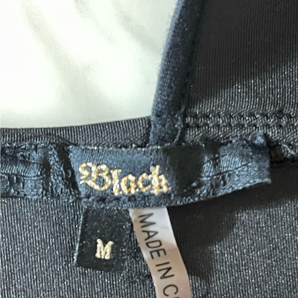 Black Crop Top by Black M, Side Cutout Zip Back Bra Top Medium - Picture 4 of 5